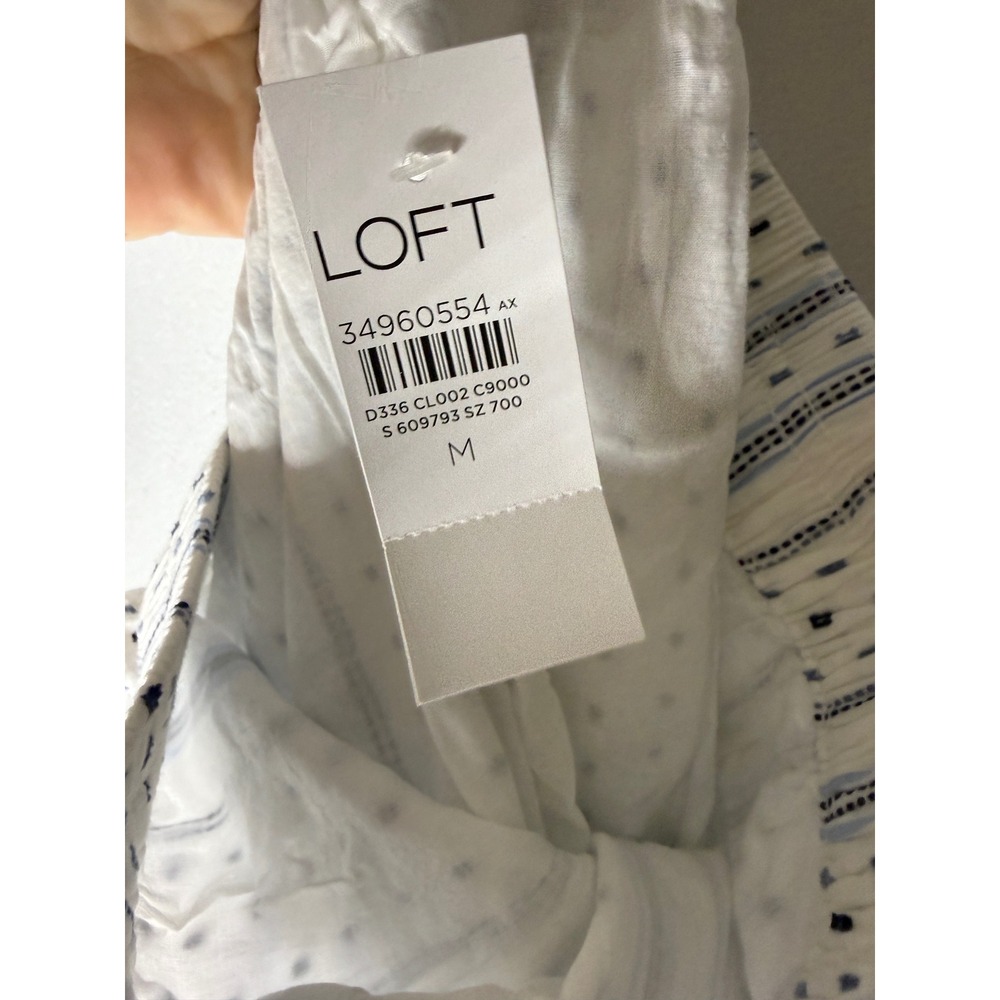 NWT loft clip tiered pull on mini skirt white blue size m - Picture 5 of 6